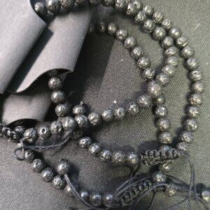 Three Beaded Pulley String Bracelets - Lava Stone